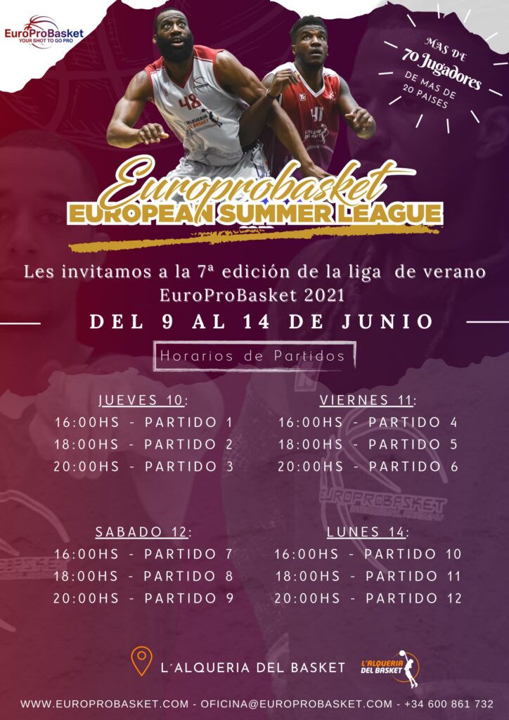 Horarios liga de verano