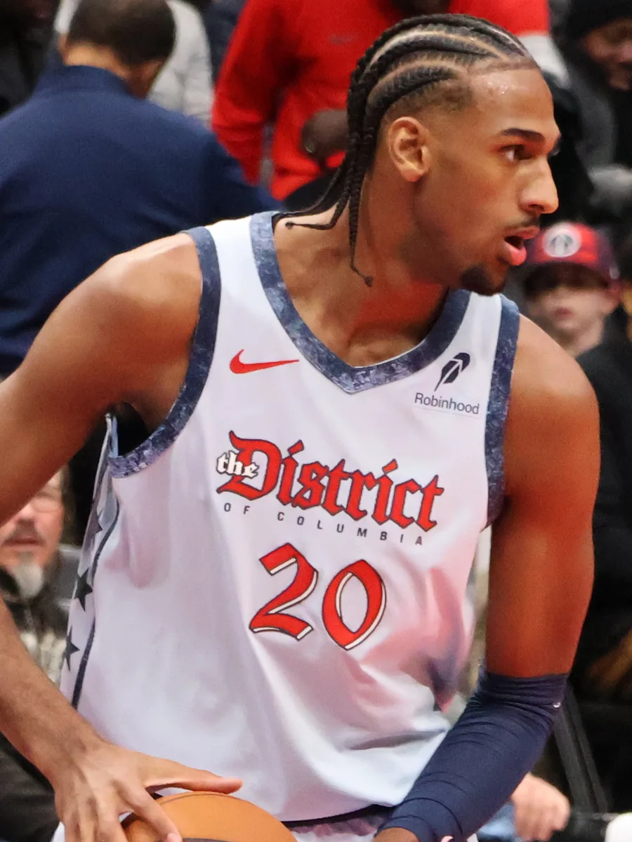 Alexandre Sarr of the Washington Wizards, pictured with the Washington Wizards in 2024