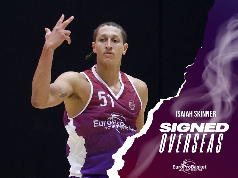 PLAYER SIGNED graphic of American guard Isaiah Skinner, who signed to play basketball in Japan after the European Summer League in Valencia, Spain