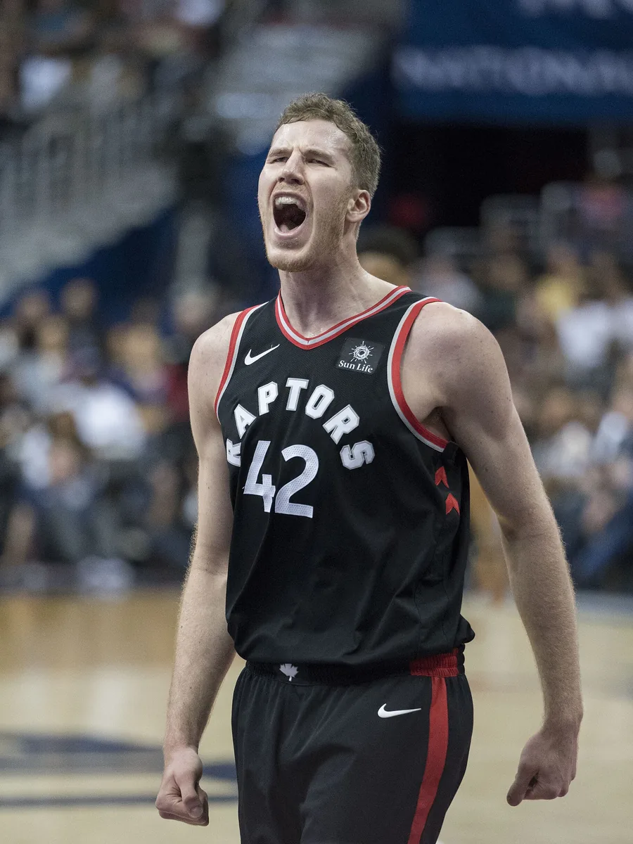 Jakob Poeltl of the Toronto Raptors, pictured with the Toronto Raptors in 2018