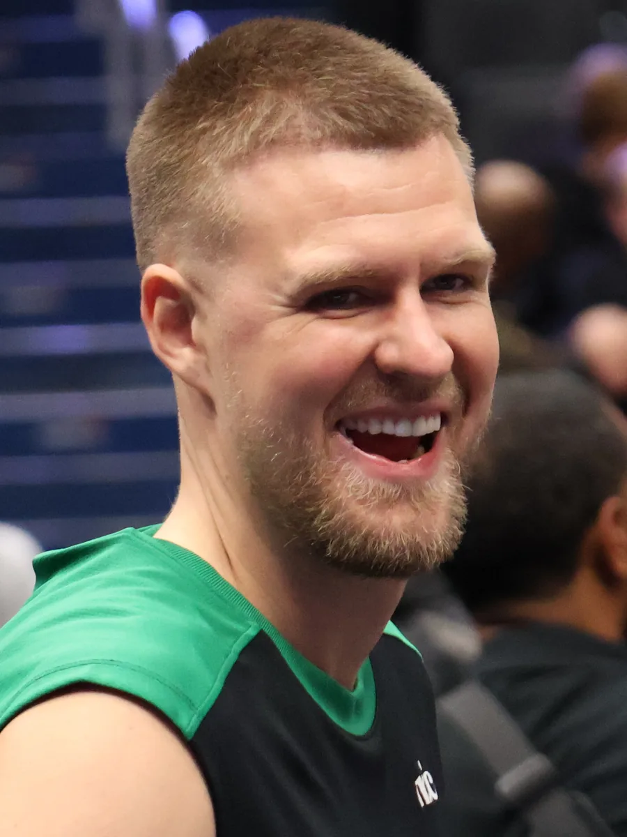 Kristaps Porzingis of the Golden State Warriors, pictured with the Boston Celtics in 2024