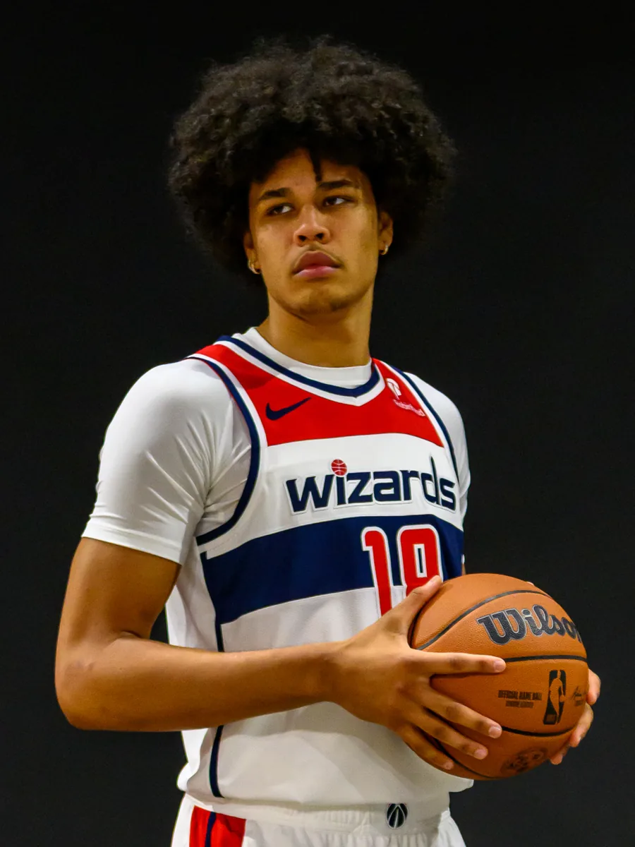 Kyshawn George of the Washington Wizards, pictured at Washington Wizards media day in 2025