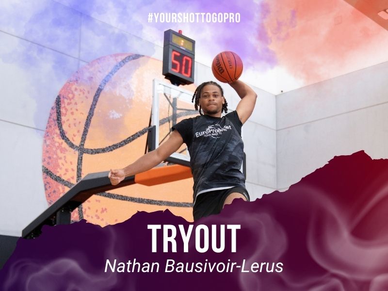 Nathan Bausivoir-Lérus, a French combo guard, in a EuroProBasket game in Valencia before earning his basketball tryout in Spain.