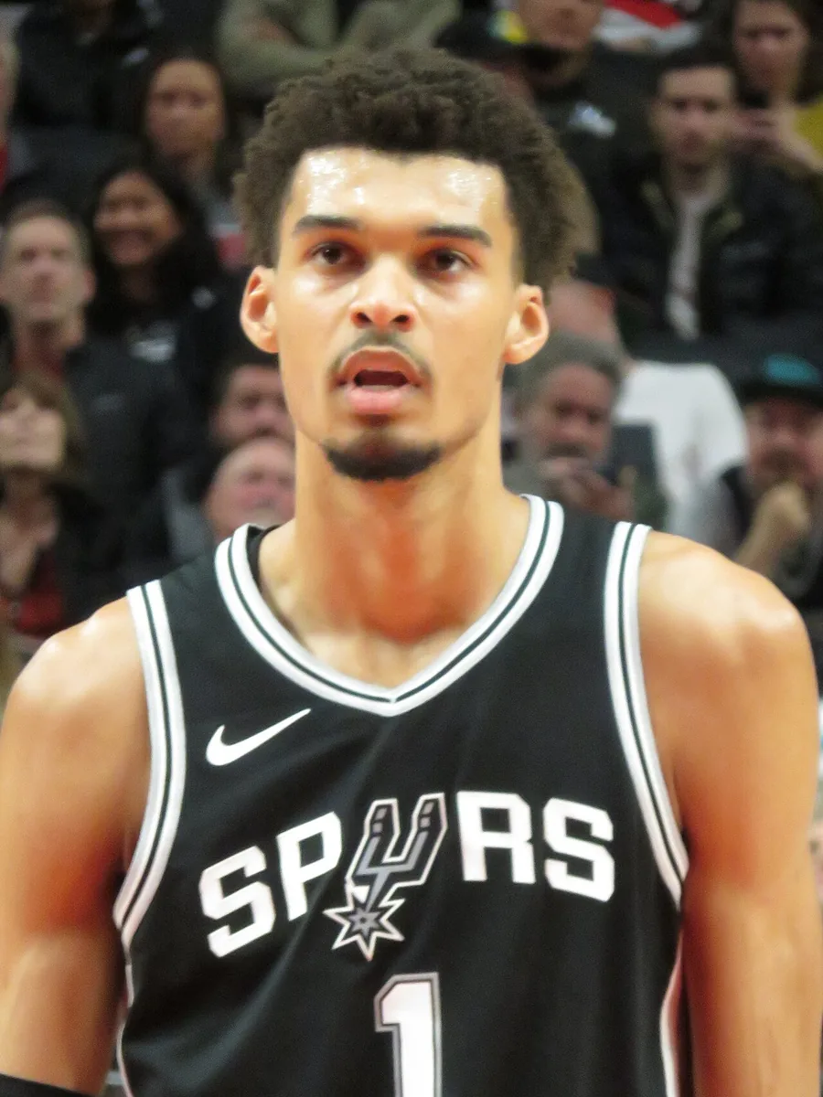 Victor Wembanyama of the San Antonio Spurs, pictured with the San Antonio Spurs in 2024