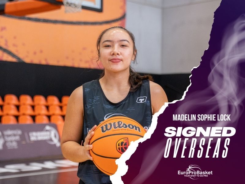 EuroProBasket Player Signed graphic for point guard Madelin Lock, who signed to play basketball in Spain with a team in Valencia for 2026-27